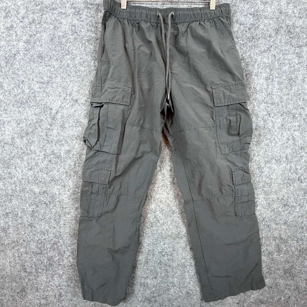 PacSun Baggy Pants Men Medium Gray Cargo Pocket Outdoor Hiking Drawstring Travel